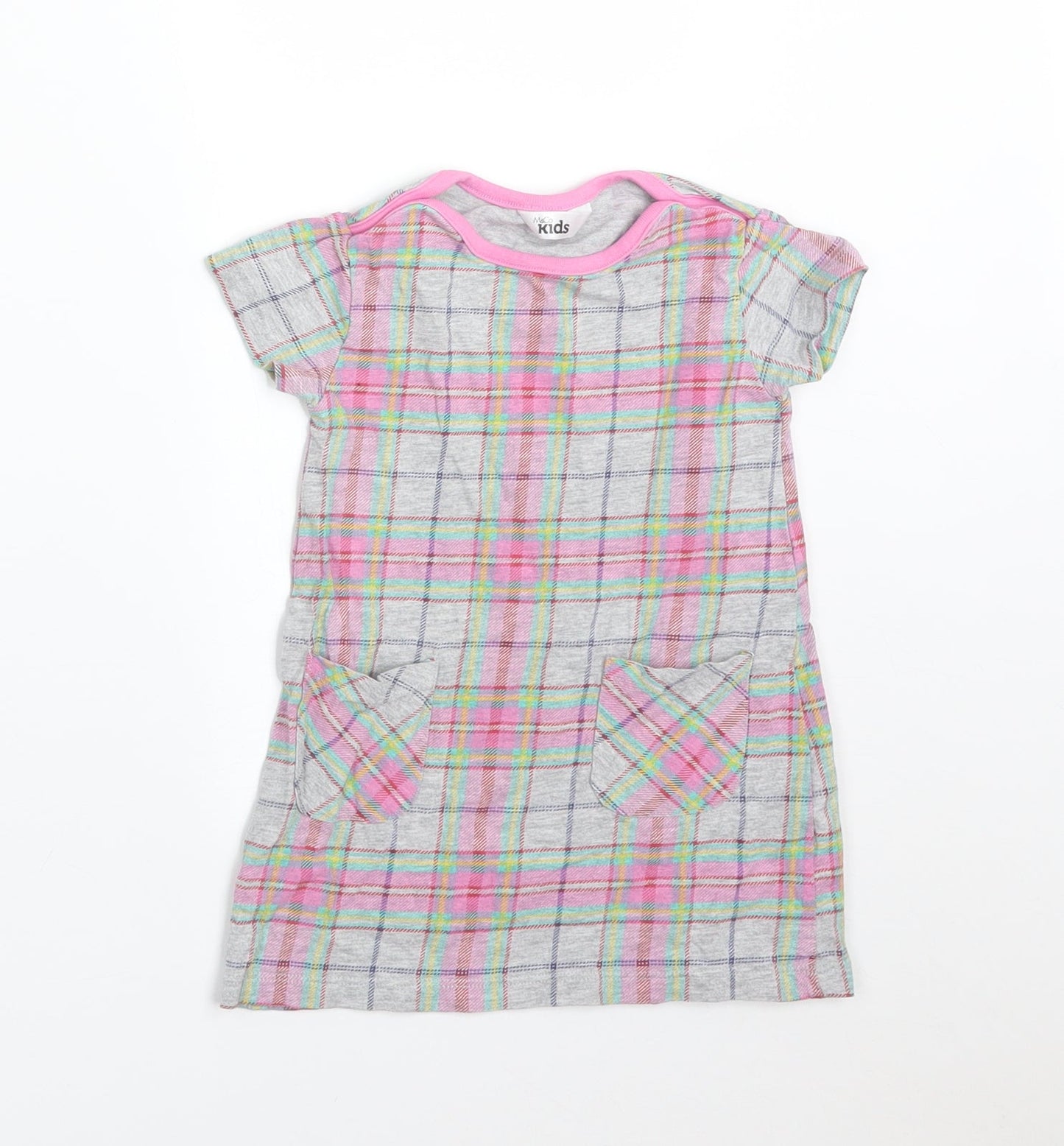 M&Co Girls Multicoloured Check  A-Line  Size 9-12 Months