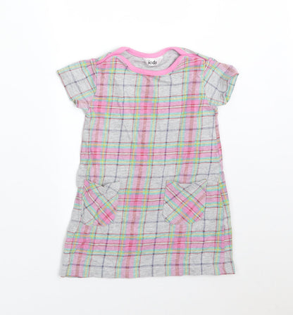 M&Co Girls Multicoloured Check  A-Line  Size 9-12 Months