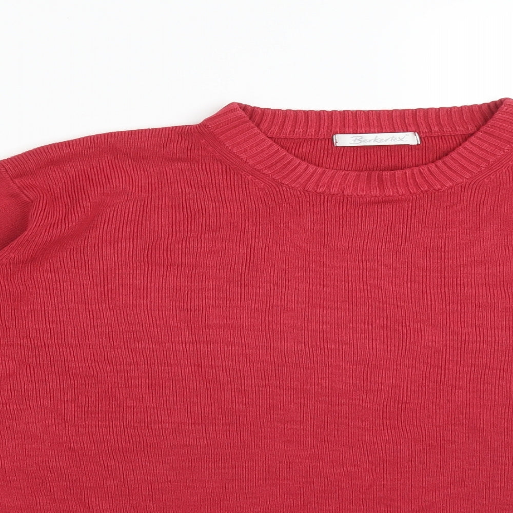 Close-up detail of Berkertex women’s red pullover sweatshirt, size UK 16