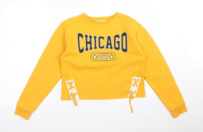 Matalan Girls Yellow   Pullover Sweatshirt Size 12 Years  - CHICAGO