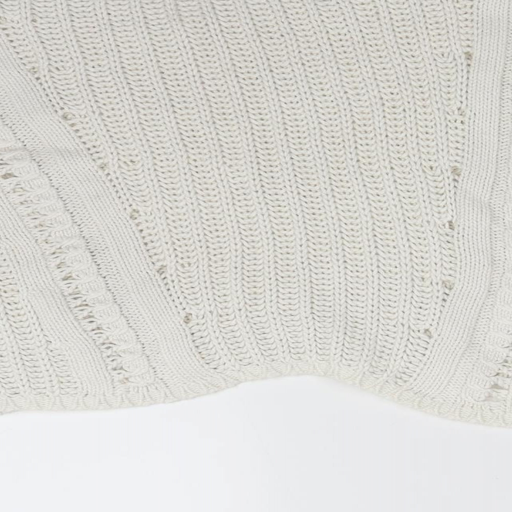 Brand and care label for Topshop women’s white pullover sweatshirt, size UK 10
