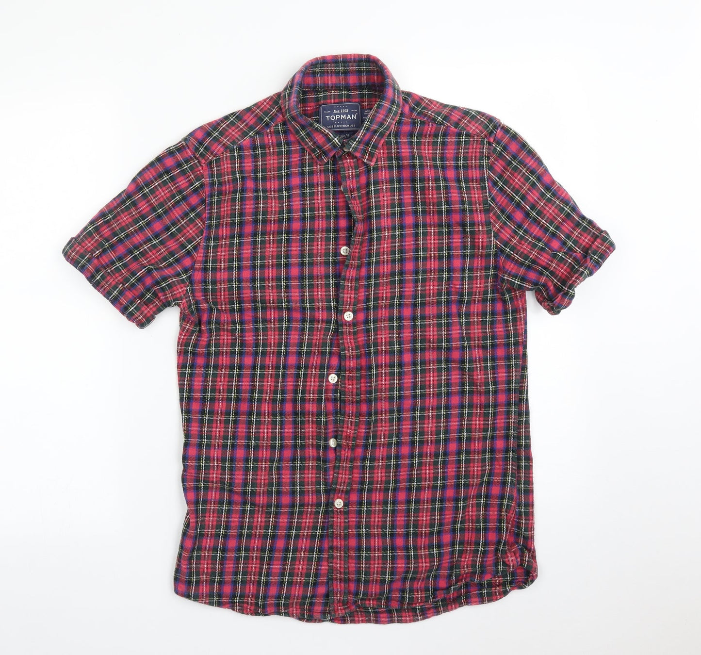 Mens UK Size S Topman Multicoloured  Button-Up Short Sleeve Casual Shirt