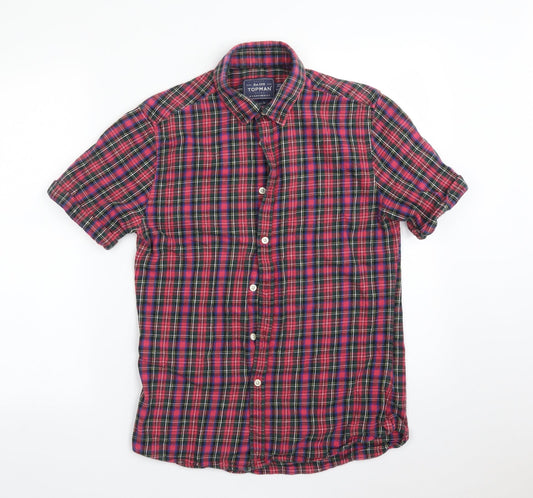 Topman Mens Multicoloured Check   Button-Up Size S