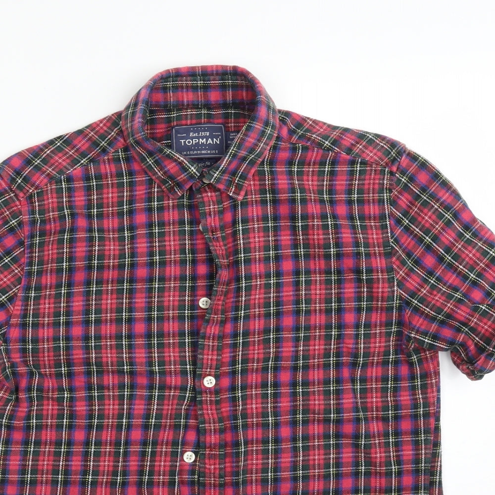 Mens UK Size S Topman Multicoloured  Button-Up Short Sleeve Casual Shirt