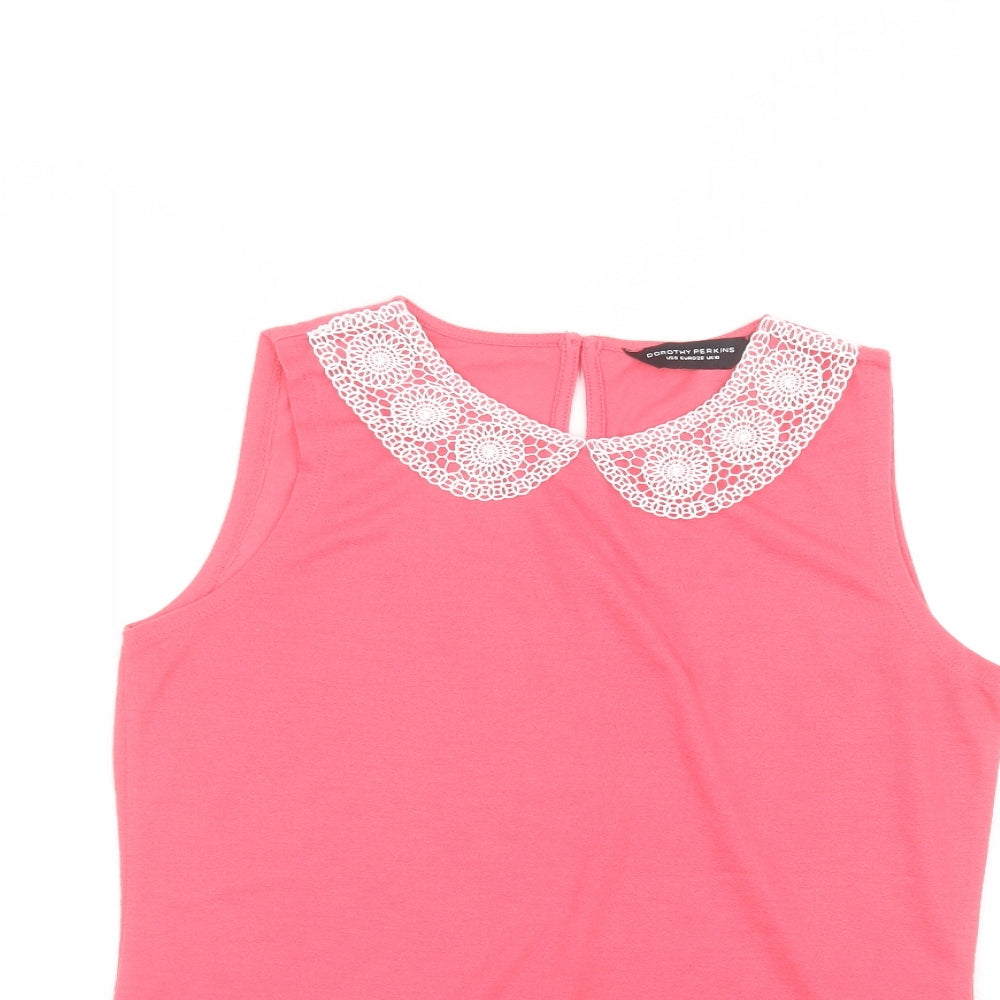 Womens UK Size 10 Dorothy Perkins Pink Basic T-Shirt