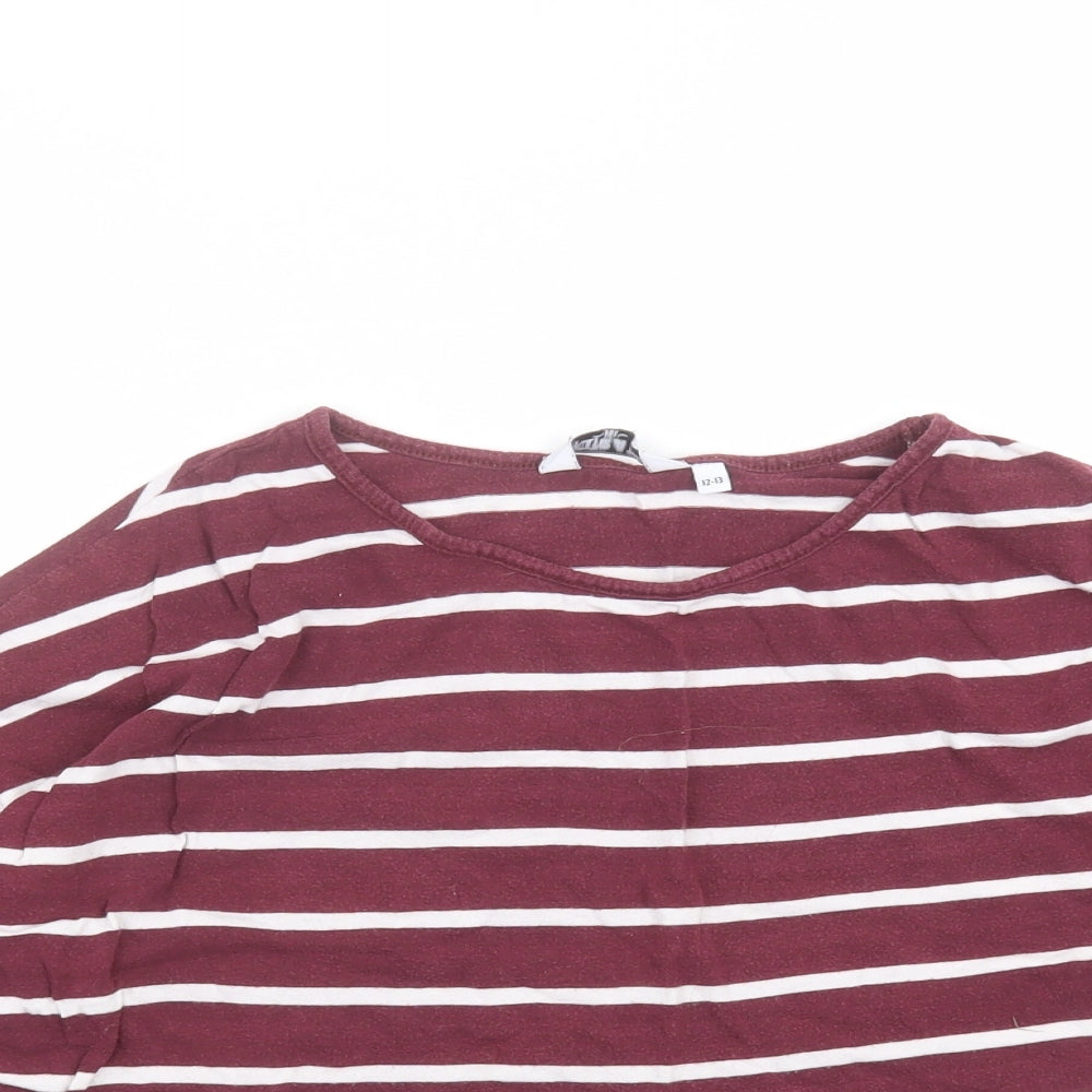 New Look Girls Red Striped  Basic T-Shirt Size 12-13 Years