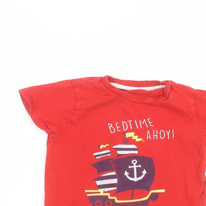 Close-up detail of Primark boys’ red basic t-shirt, size 5-6, years