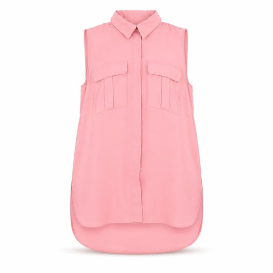 Front view of Atmosphere women’s pink basic button-up, size UK 10