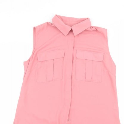 Womens UK Size 10 Atmosphere Pink Basic Button-Up