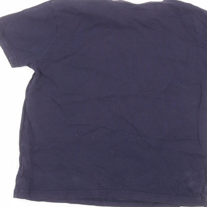 Brand and care label for Primark boys’ blue basic t-shirt, size 10-11, years