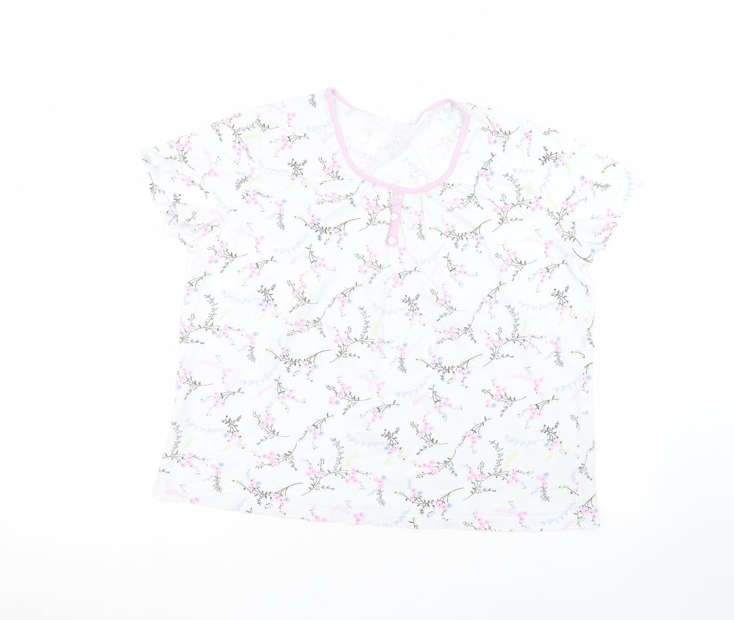 Damart Womens White Floral  Basic T-Shirt Size L