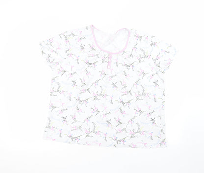 Damart Womens White Floral  Basic T-Shirt Size L