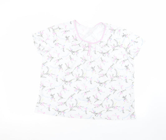Damart Womens White Floral  Basic T-Shirt Size L