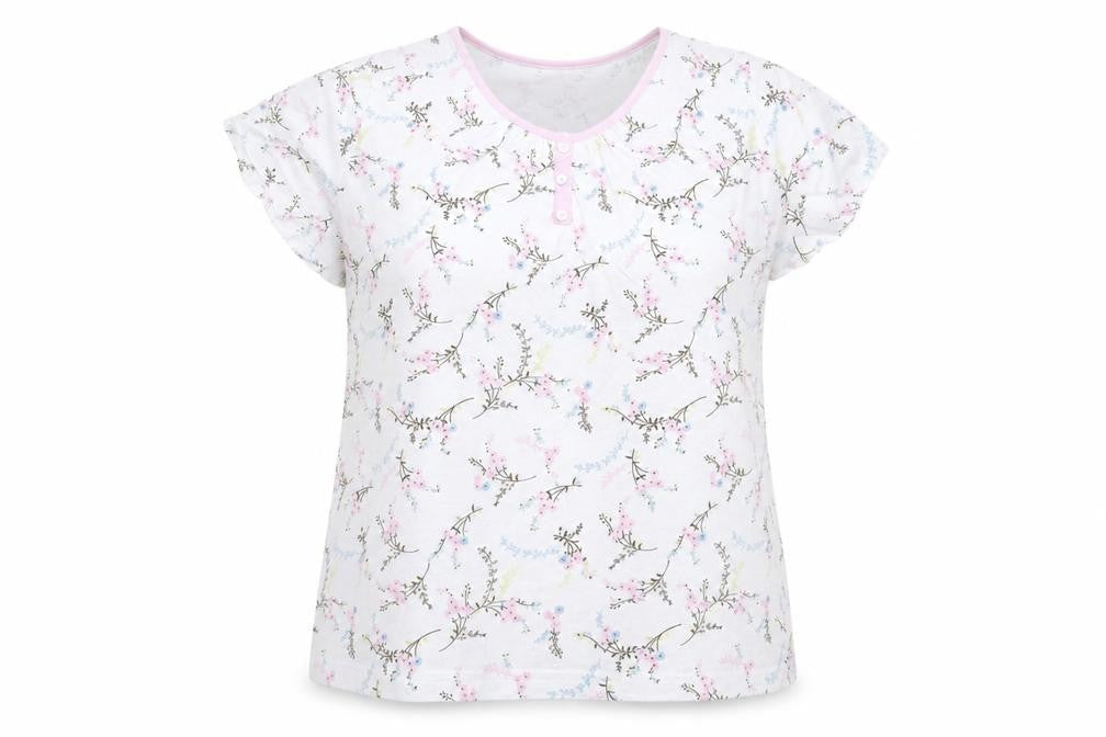Damart Womens White Floral  Basic T-Shirt Size L