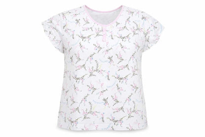 Damart Womens White Floral  Basic T-Shirt Size L