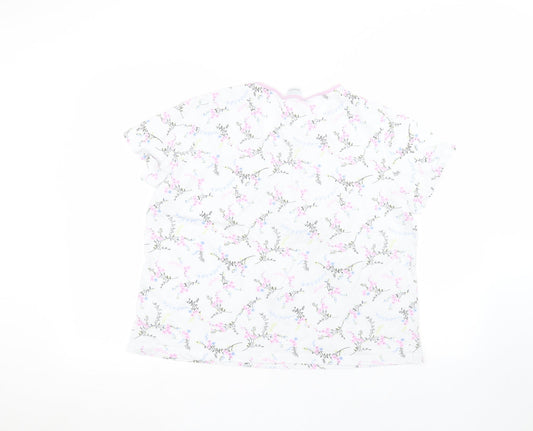 Damart Womens White Floral  Basic T-Shirt Size L