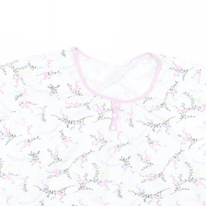 Damart Womens White Floral  Basic T-Shirt Size L