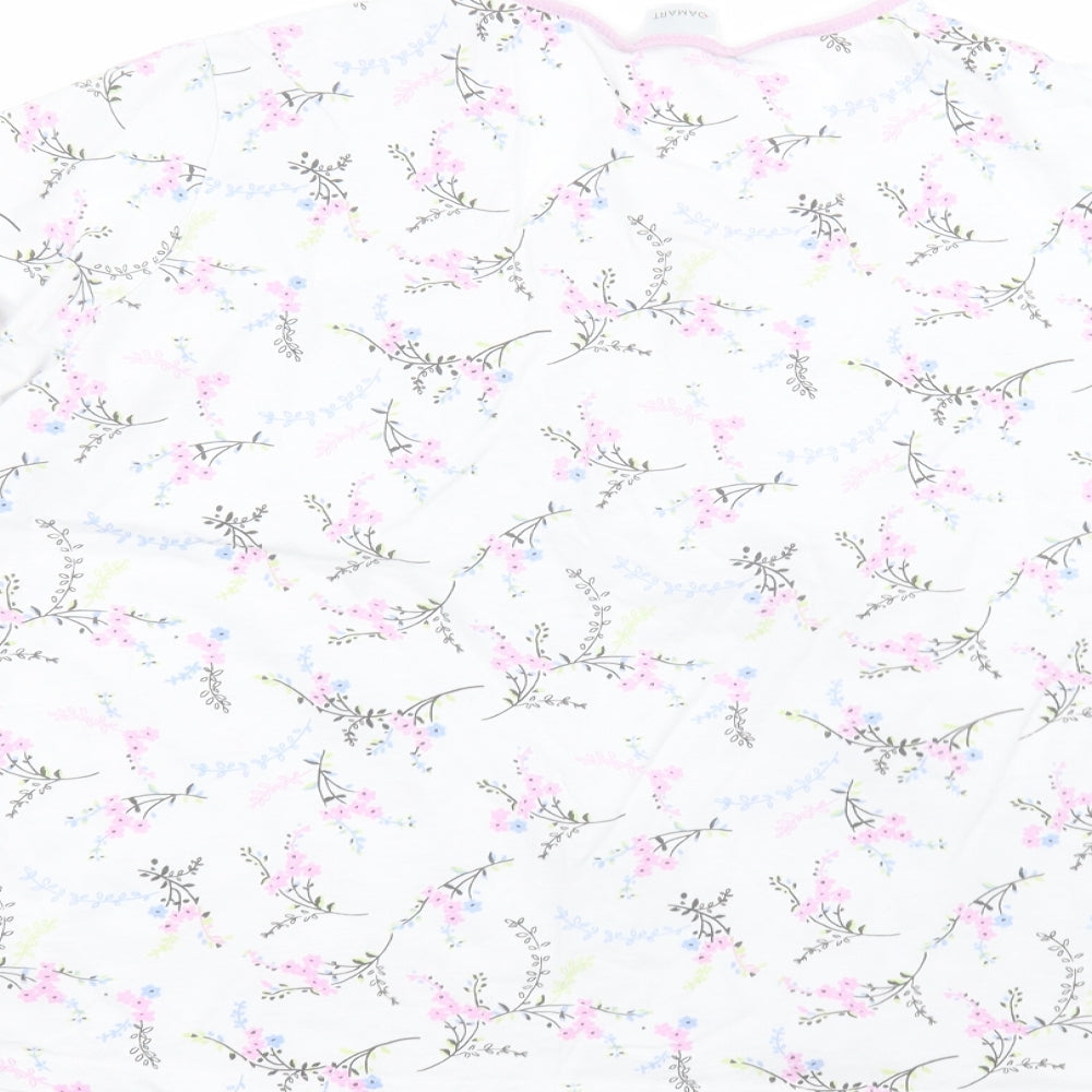 Damart Womens White Floral  Basic T-Shirt Size L