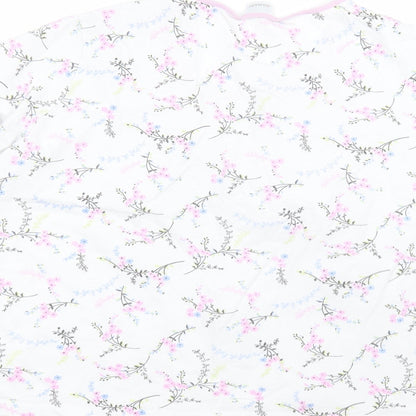 Damart Womens White Floral  Basic T-Shirt Size L