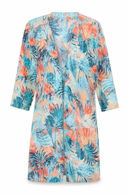 Front view of Boohoo women’s multicoloured floral cardigan jumper, size S, - light cover up