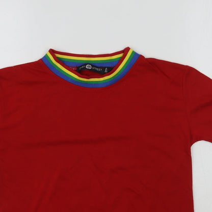 Daisy Street Womens Red   Basic T-Shirt Size 6  - Rainbow