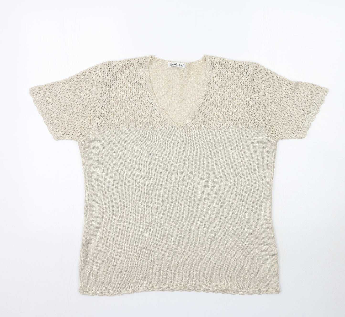 Womens UK Size 14 Berkertex Beige Basic Blouse