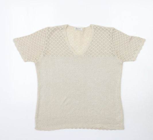 Berkertex Womens Beige  Woven Basic Blouse Size 14