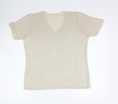 Womens UK Size 14 Berkertex Beige Basic Blouse
