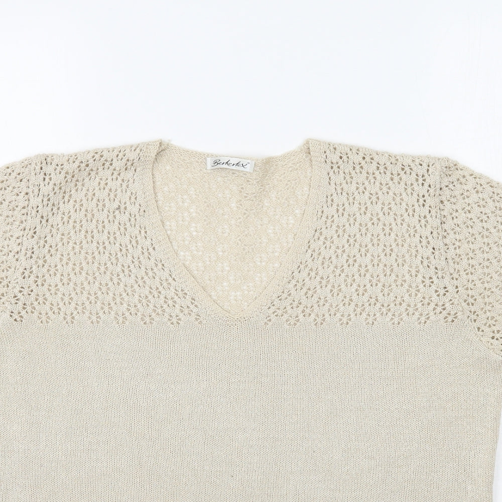 Womens UK Size 14 Berkertex Beige Basic Blouse