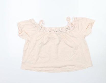 Womens UK Size 10 New Look Pink Basic Blouse