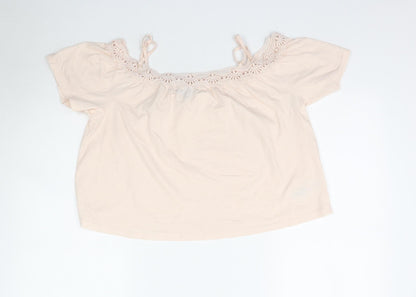 Womens UK Size 10 New Look Pink Basic Blouse