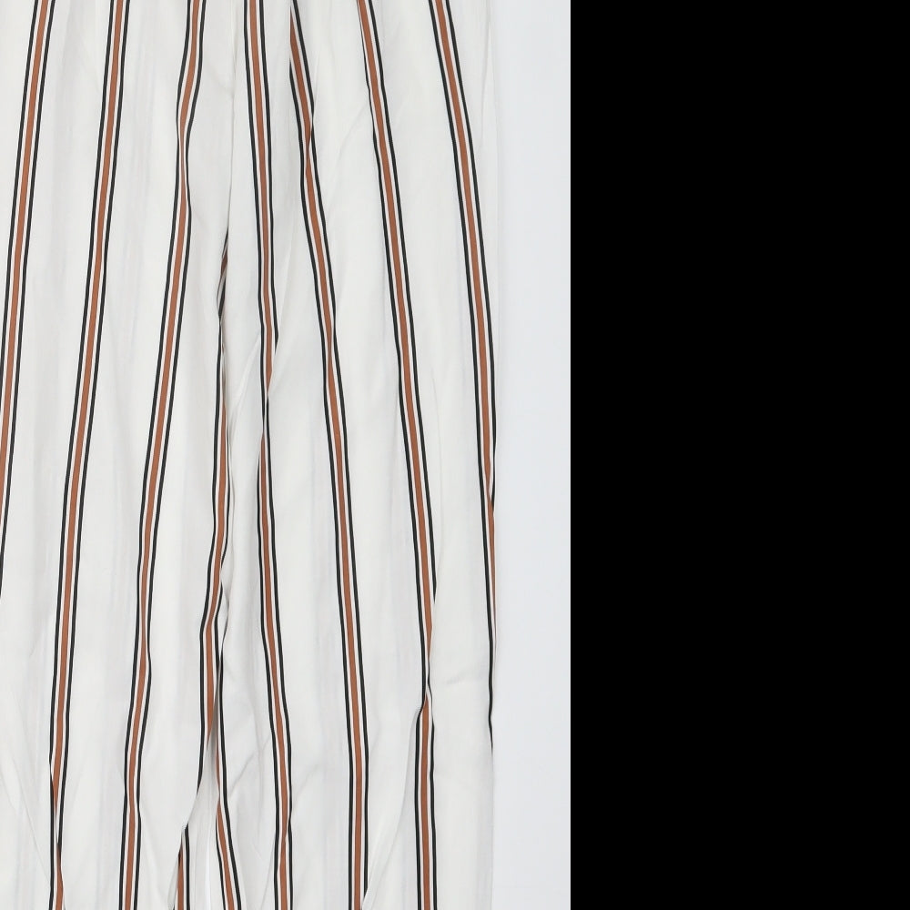 Primark Womens White Striped  Trousers  Size 8 L25.5 in