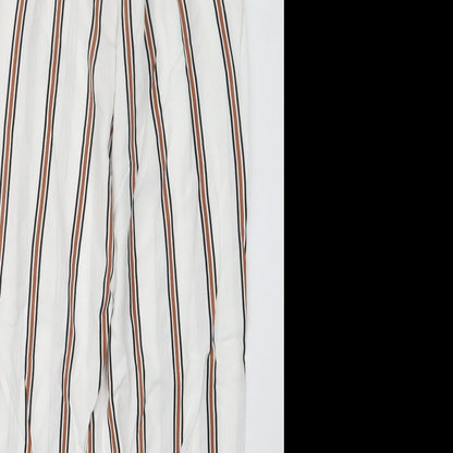 Primark Womens White Striped  Trousers  Size 8 L25.5 in