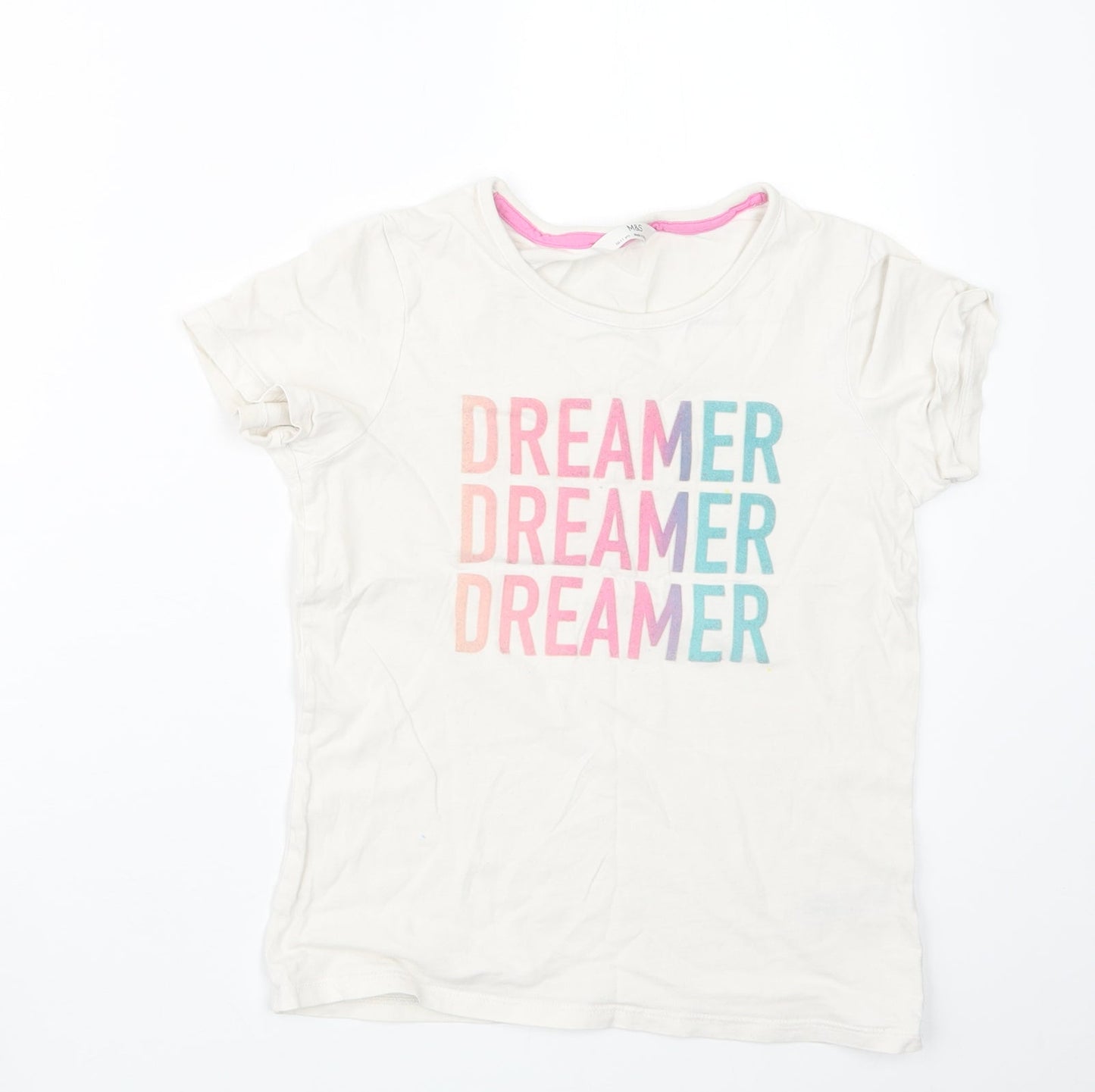 Marks and Spencer Girls Beige Geometric  Top Pyjama Top Size 10-11 Years