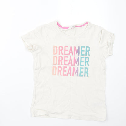 Marks and Spencer Girls Beige Geometric  Top Pyjama Top Size 10-11 Years