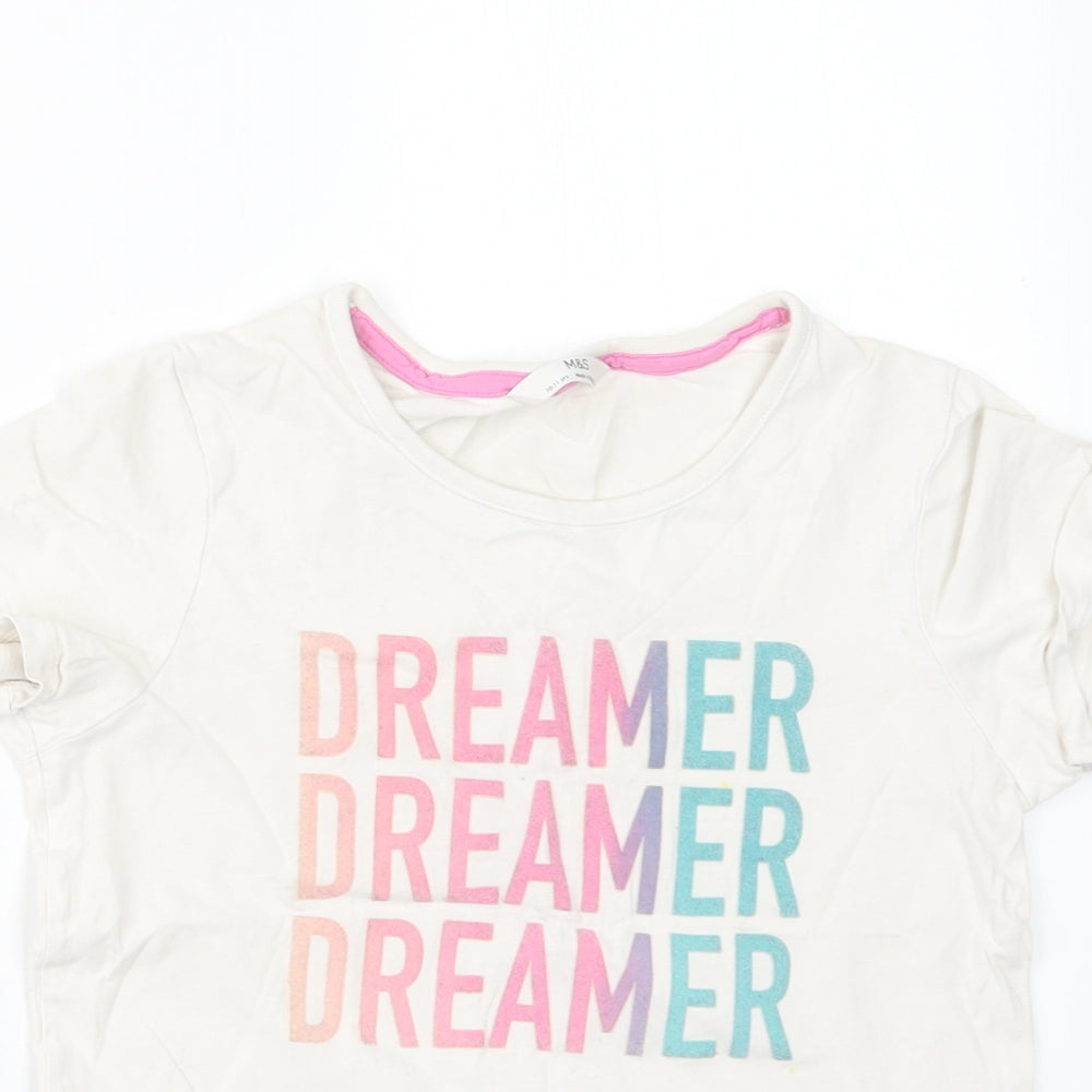 Marks and Spencer Girls Beige Geometric  Top Pyjama Top Size 10-11 Years