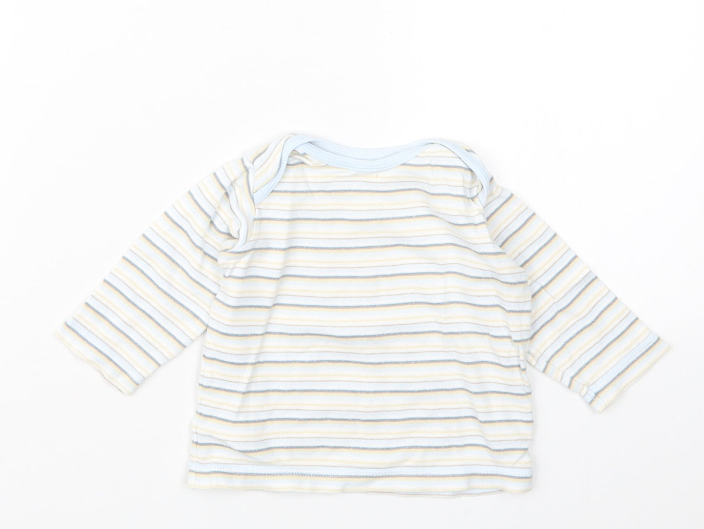 Marks and Spencer Boys Blue Striped  Basic T-Shirt Size 6-9 Months