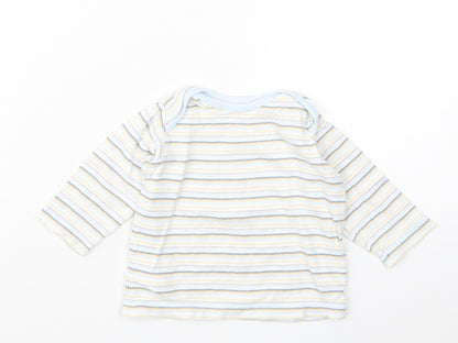 Marks and Spencer Boys Blue Striped  Basic T-Shirt Size 6-9 Months