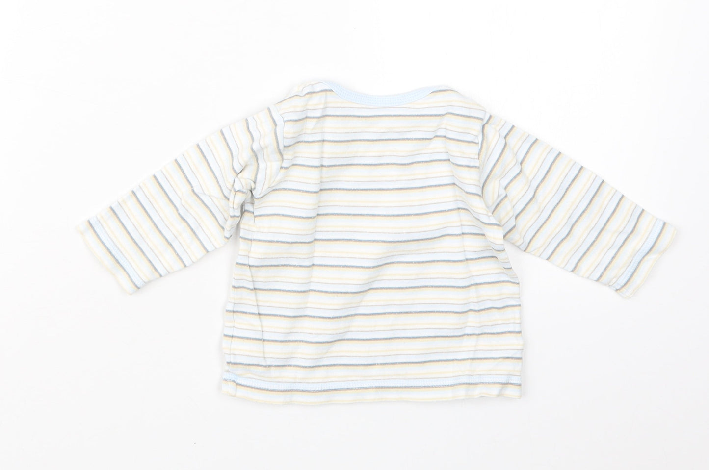Marks and Spencer Boys Blue Striped  Basic T-Shirt Size 6-9 Months
