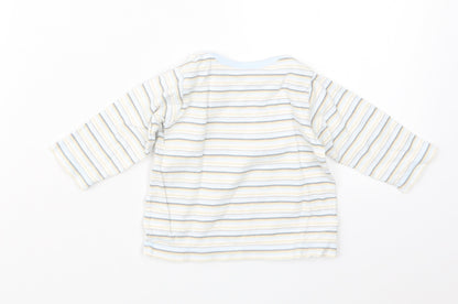 Marks and Spencer Boys Blue Striped  Basic T-Shirt Size 6-9 Months