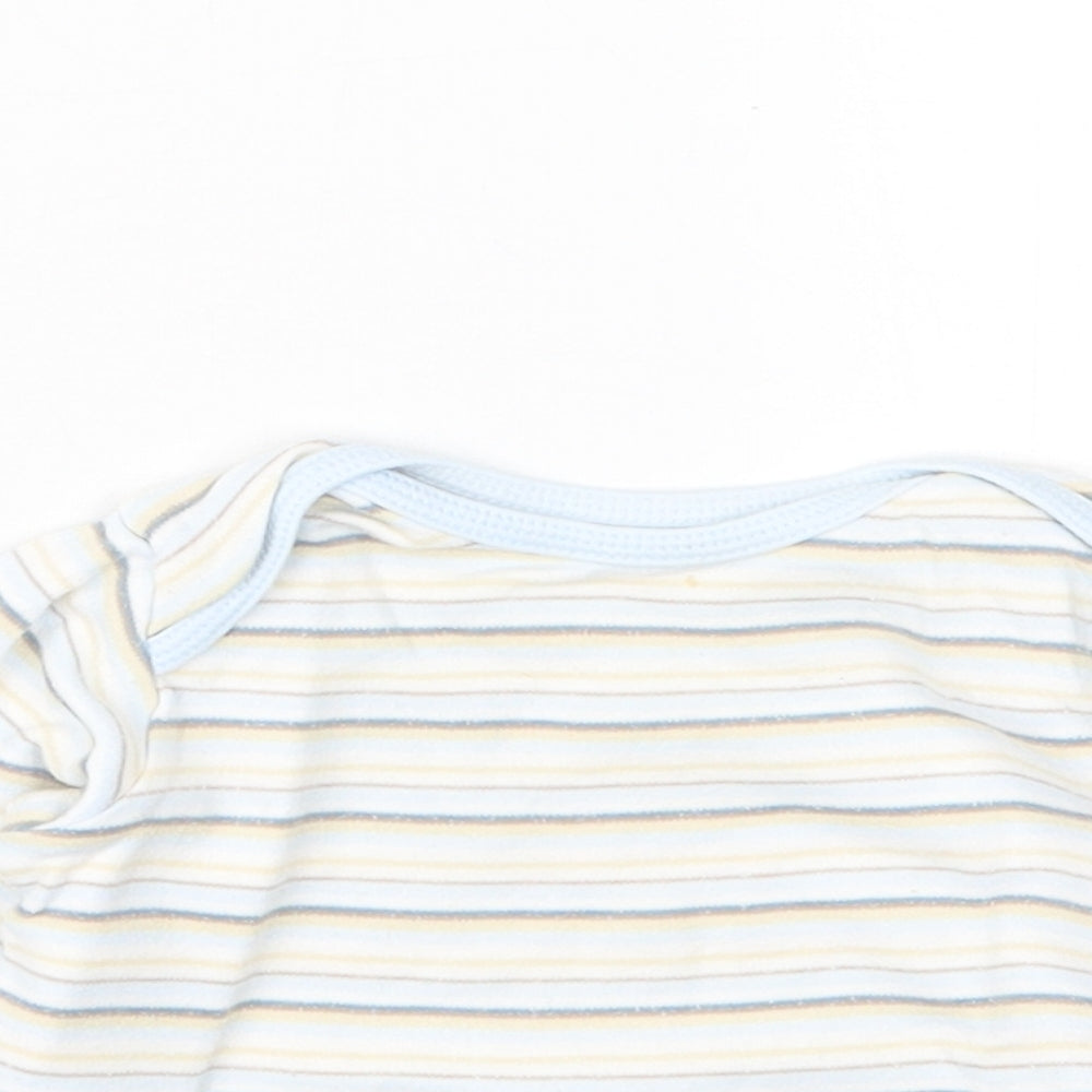 Marks and Spencer Boys Blue Striped  Basic T-Shirt Size 6-9 Months