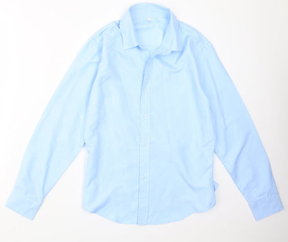 Mens UK Size L Preworn Blue  Button-Up Long Sleeve Casual Shirt