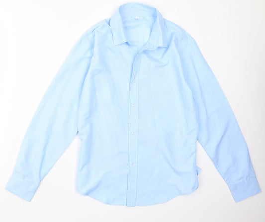 Mens UK Size L Preworn Blue  Button-Up Long Sleeve Casual Shirt