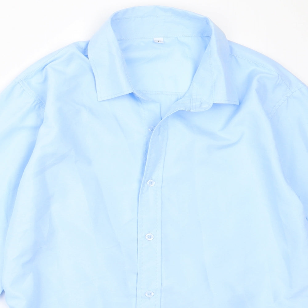 Mens UK Size L Preworn Blue  Button-Up Long Sleeve Casual Shirt