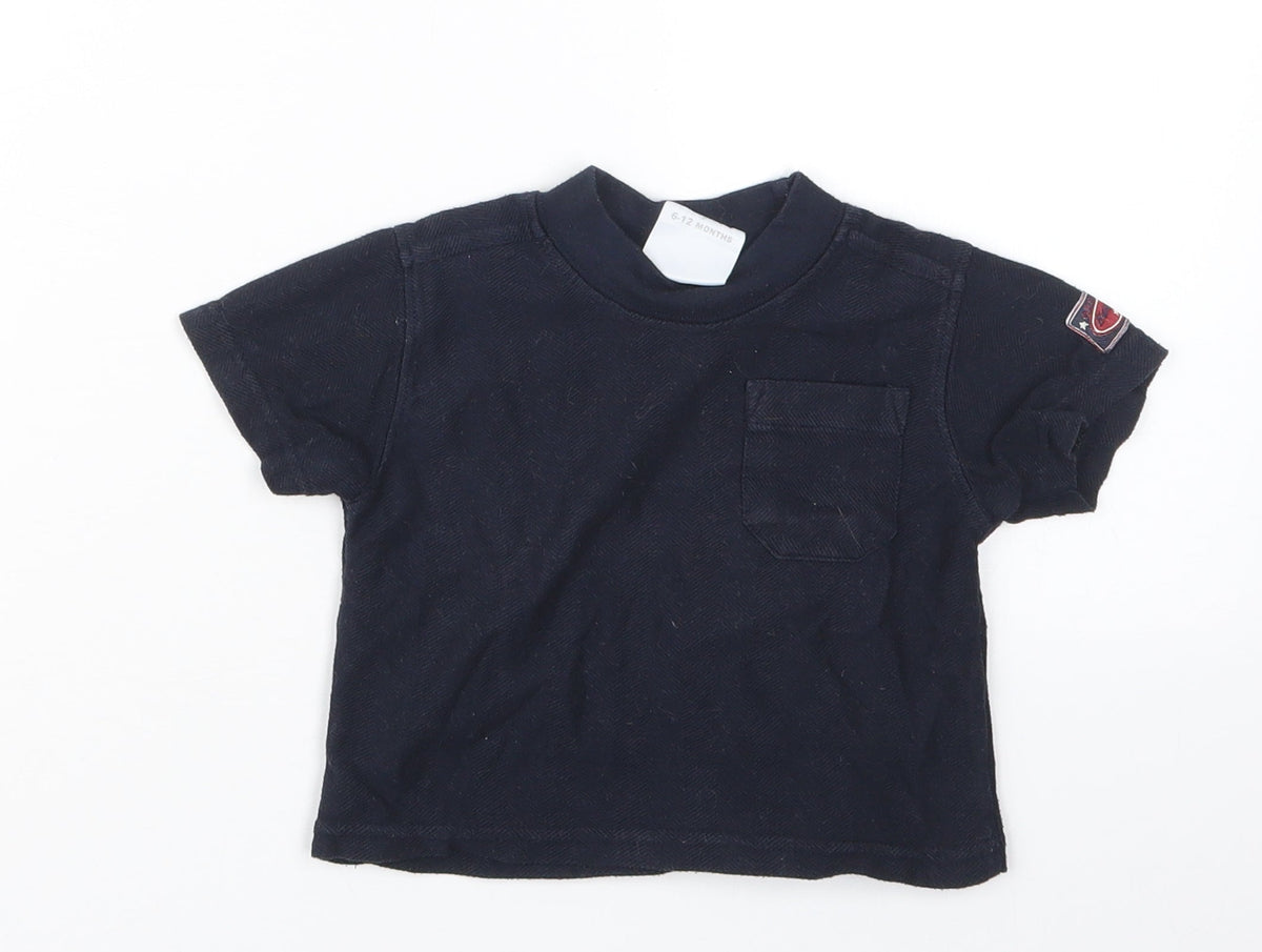 Additional front view of Preworn boys’ blue basic t-shirt, size 6-9, months
