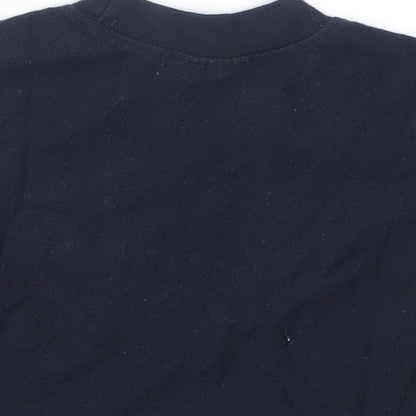 Brand and care label for Preworn boys’ blue basic t-shirt, size 6-9, months