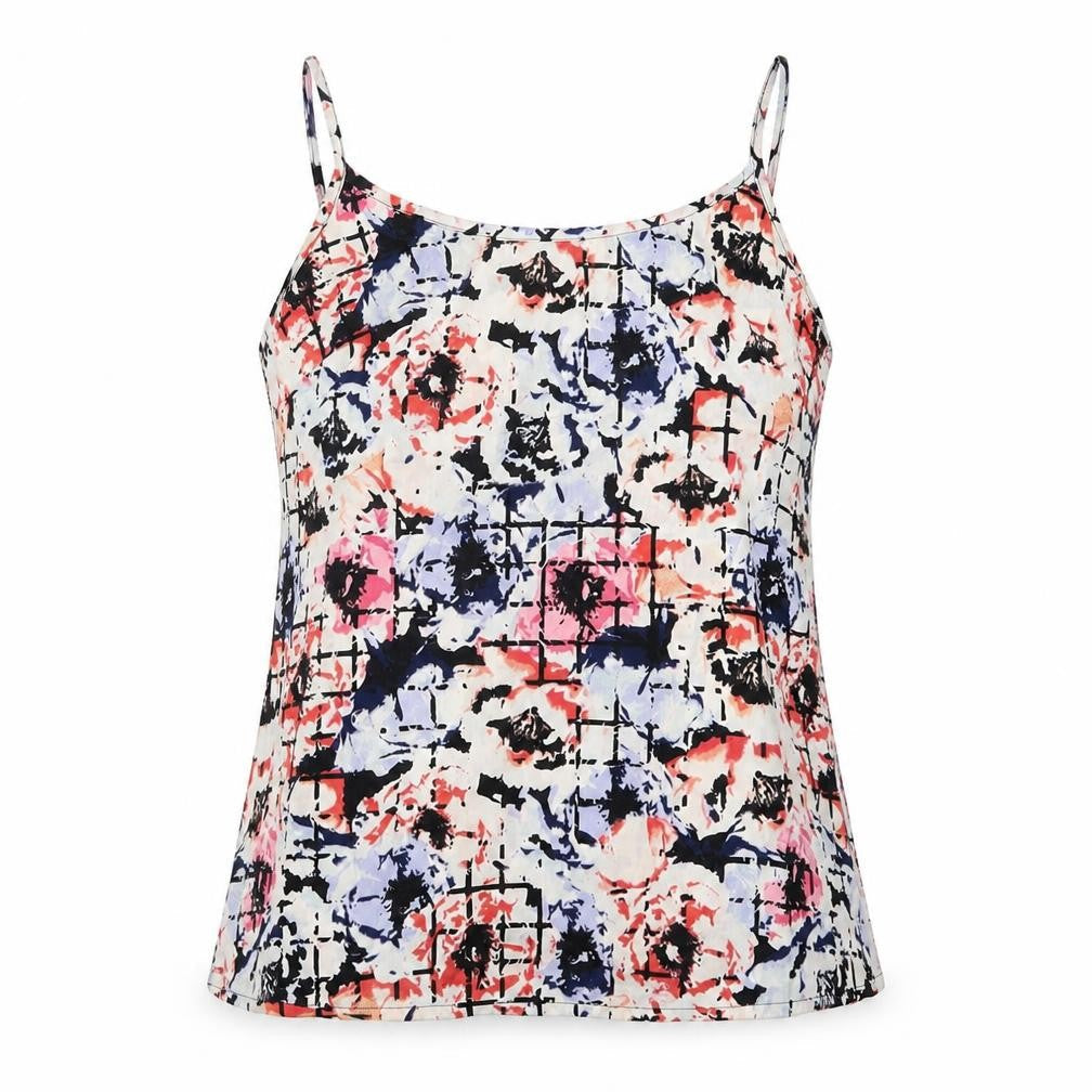 Front view of labelBe women’s black geometric basic blouse, size UK 12