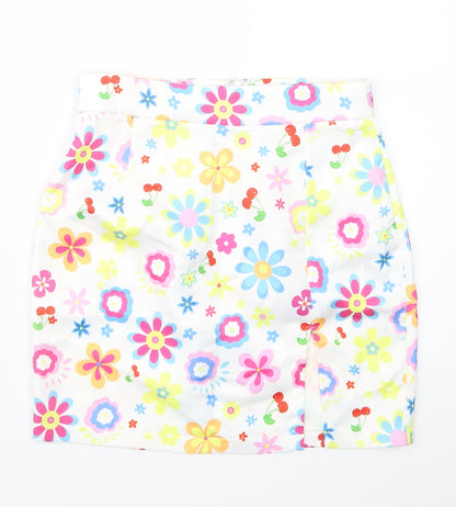 SheIn Womens White Floral  Straight & Pencil Skirt Size S