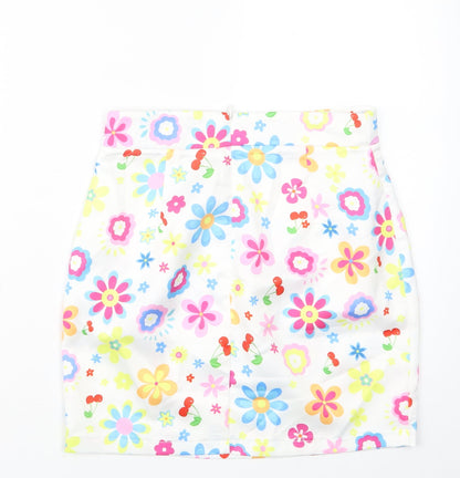 SheIn Womens White Floral  Straight & Pencil Skirt Size S