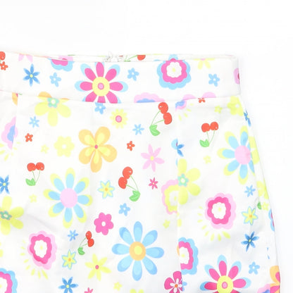 SheIn Womens White Floral  Straight & Pencil Skirt Size S